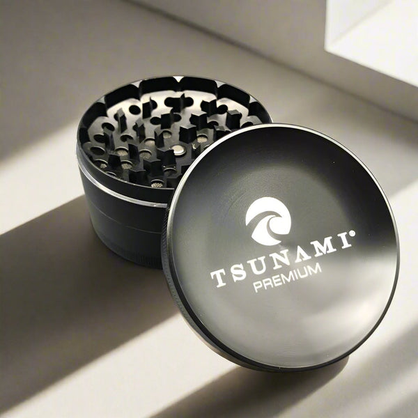 Tsunami 50MM Sunken Top Dry Herb Grinder Black Lava Vape